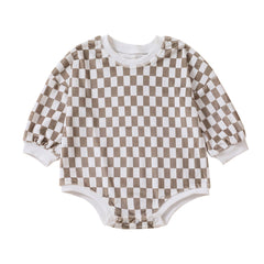 Baby Grid Print Rompers Pawlulu
