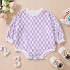 Baby Grid Print Rompers Pawlulu