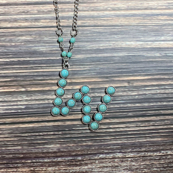 Turquoise Initial Necklace Pawlulu