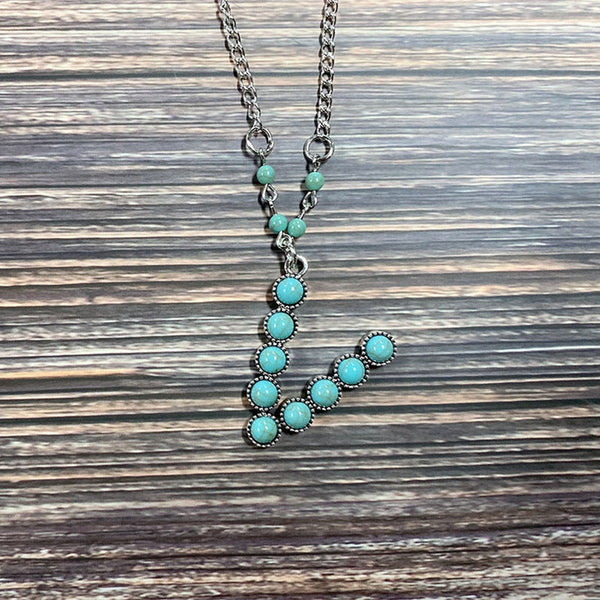Turquoise Initial Necklace Pawlulu