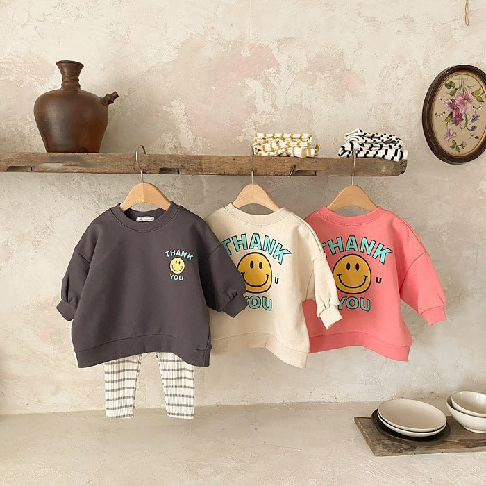 Letter Smiley Print Tops Pawlulu