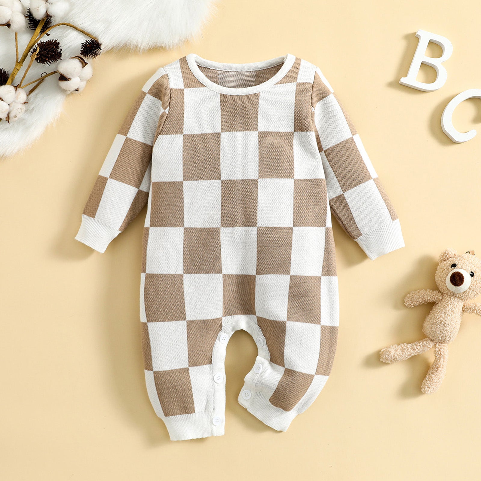 Baby Grid Print Jumpsuit Pawlulu