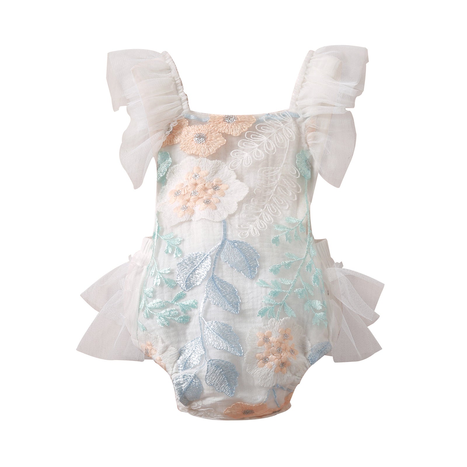 Gauze Embroidered Rompers Pawlulu