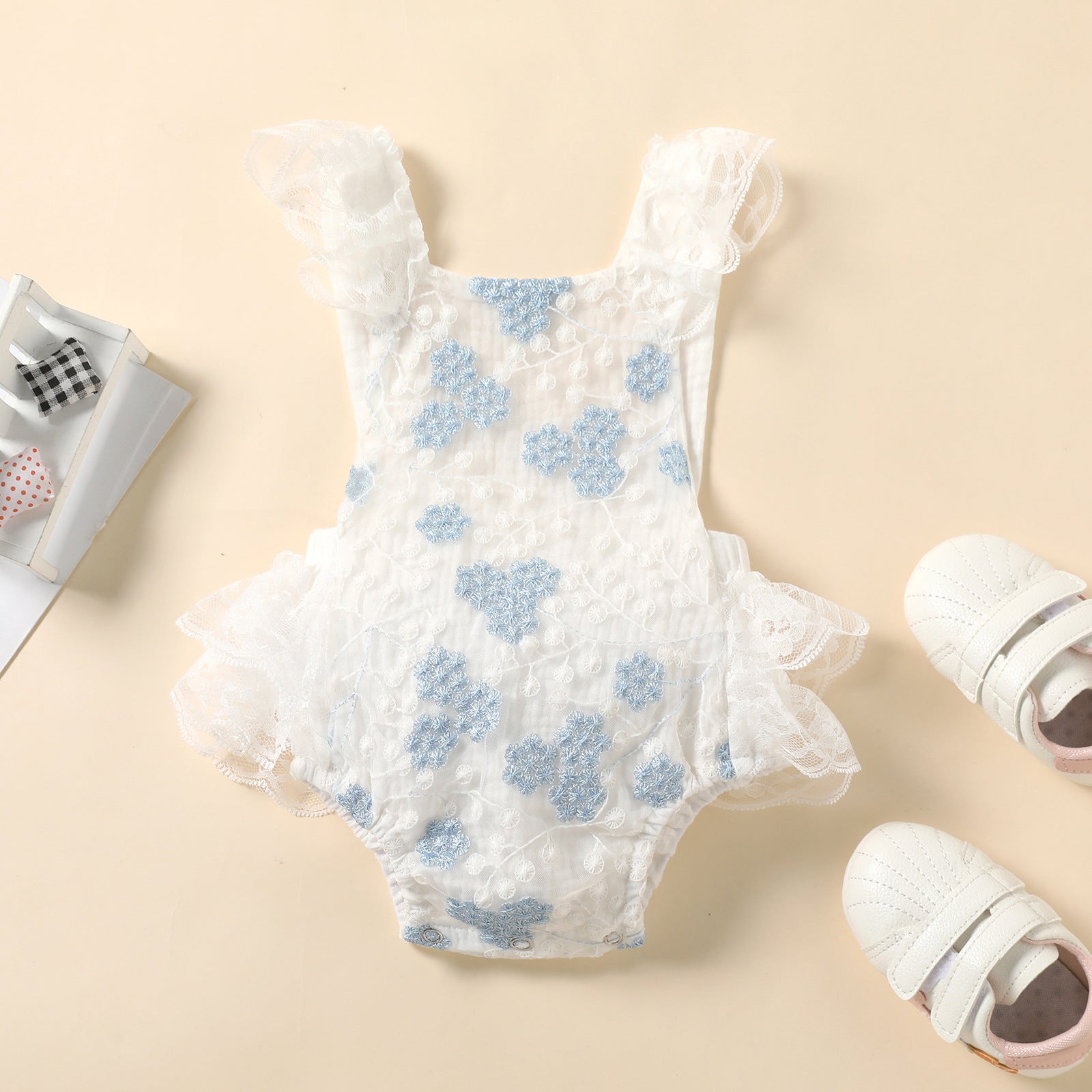 Cherry Embroidered Lace Rompers Pawlulu