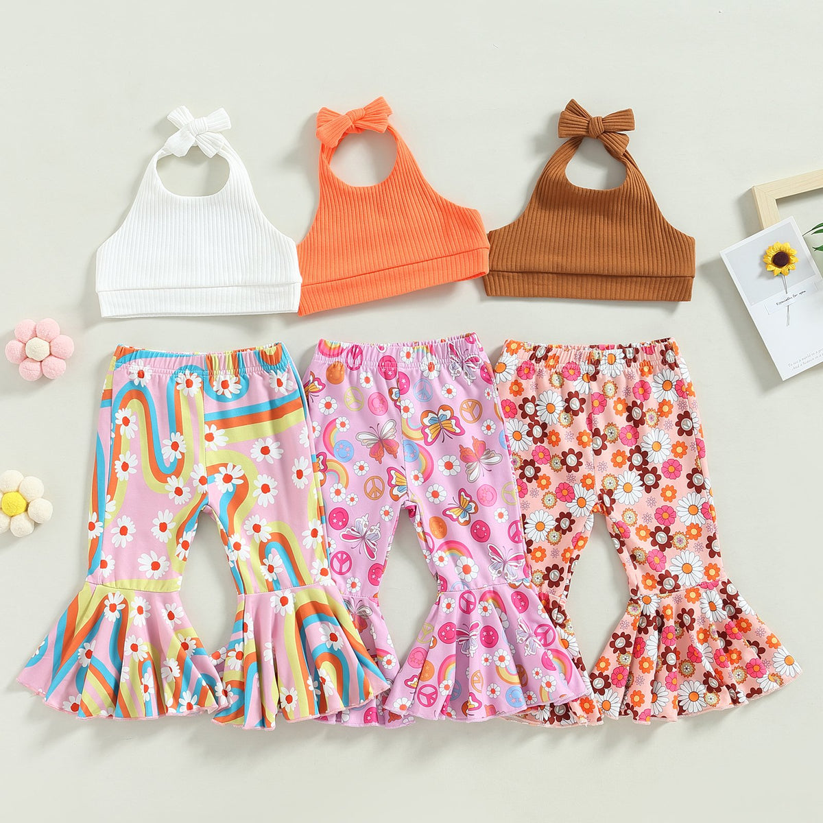 Toddler Girls Lacing Halterneck Vest Set 0-4Y