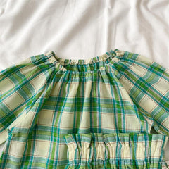 Baby Green Plaid Cotton Set