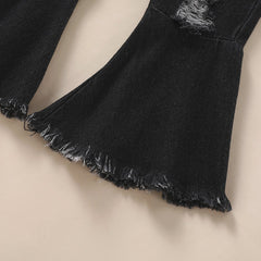 Toddler Girl Off Shoulder Denim Suit