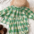 Baby Green Plaid Cotton Set
