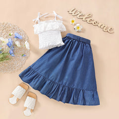 2pcs Toddler Girl Boho Skirt Suit