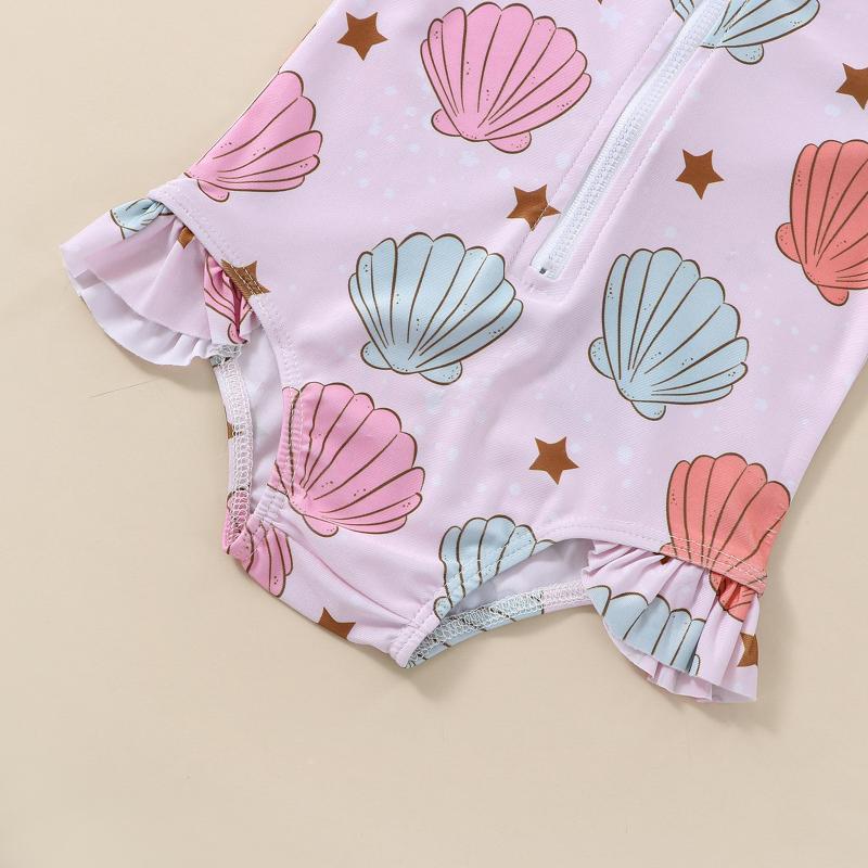 Baby Girl Shell Swimsuit with Hat