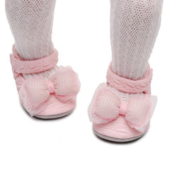 (0-18M)Embossed Bow Princess Soft Shoes