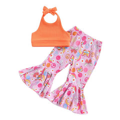 Toddler Girls Lacing Halterneck Vest Set 0-4Y